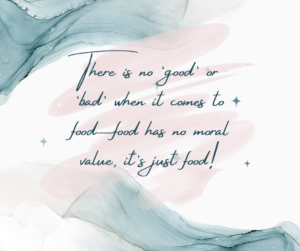 There is no 'good' or 'bad when it comes to food—food has no moral value, it is just food!